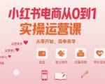 小红书电商从0到1实操运营课，从零开始，简单易学