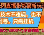 淘宝无人直播带货最新玩法，独家技术不违规，也不封号，全自动运行，只需挂着，  稳定日入2k【揭秘】