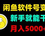 闲鱼软件号变现，新手就能干，月入5k+