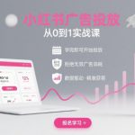 小红书广告投放从0到1的实战课，学完即可开始投放，拒绝无效广告消耗