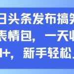 今日头条发布搞笑动态表情包，一天收入3张+，新手轻松上手