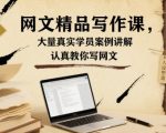 网文精品写作课，大量真实学员案例讲解，认真教你写网文