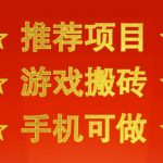 推荐项目：游戏搬砖，手机可做，不用电脑，最快当天见收益3张+，副业创业网创兼职【揭秘】