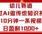 幼儿赛道：通过AI做传统知识视频，10分钟一条视频，日盈利多张