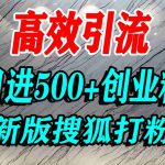 怎么打创业粉？搜狐网打精准创业粉，打粉引流教程，单人日引500+精准创业粉
