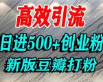 豆瓣打精准创业粉，老平台有老平台优势，努力做日进500+流量不是问题