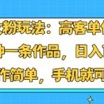 女粉玩法：高客单价，10分钟一条作品，日入1k+操作简单，手机就可以