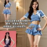 AI海军装美女跳舞视频制作教学，快速涨千粉万粉，视频教程+提示词(绘图词、动作词)
