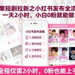 红果短剧拉新之小红书发布全流程，一天2小时，小白0粉就能做