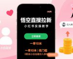 悟空直搜拉新小红书实操教学，一单10米，低门槛，0粉丝小白也能日入多张
