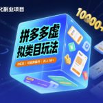 拼多多虚拟类目玩法，0成本，可矩阵操作，月入1W+