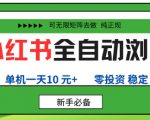 小红书全自动浏览项目，零投资，全程手机去跑，单账号一天10米+，可无限矩阵去做【揭秘】