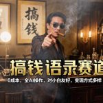 搞钱语录赛道，0成本，全AI操作，对小白友好，变现方式多样