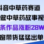 抖音中草药赛道，用Al做中草药故事视频95条作品涨粉28W，橱窗带货猛出单