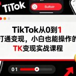 TikTok从0到1打通变现，小白也能操作的TK变现实战课程