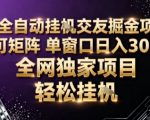 AI全自动聊天交友掘金项目，批量可矩阵，单窗口收益轻松30+【揭秘】