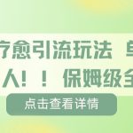 疗愈引流玩法，单条引流百人，保姆级全流程