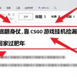 25年底翻身仗，靠CSGO游戏挂G捡漏掘金，搞钱回家过肥年【揭秘】