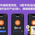 2025年底收官项目，3部手机自动变现，挂G操作当天产出5张+，保姆级教程【揭秘】