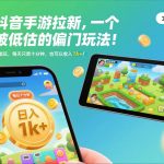 抖音手游拉新，一个被低估的偏门玩法！手机平板都能玩，每天只需十分钟，也可以收入1k+【揭秘】