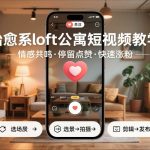 治愈系loft公寓短视频制作教学，情感共鸣引停留点赞关注，快速起号涨粉