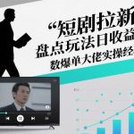 短剧拉新之盘点玩法日收益五位数爆单大佬实操经验分享