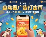 自动看广告打金币，单机日入30-100+，可多台手机操作【揭秘】