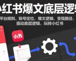 小红书爆文底层逻辑，涵盖平台规则、账号定位、爆文逻辑、变现路径，撬动底层逻辑，玩转小红书