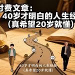 付费文章：40岁才明白的人生经验（真希望20岁就懂）