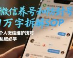 微信养号和防封号1万字拆解SOP，个人微信维护技巧，私域必学【文档】