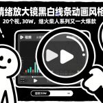 情绪放大镜黑白线条动画风格，20个视频，涨粉30W，继火柴人系列又一大爆款