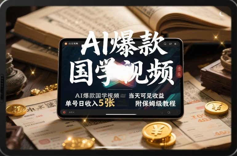 AI爆款国学视频，独家起号方法，小白直接上手，当天可见收益，单号日收入5张+附保姆级教程-八爪鱼资源库