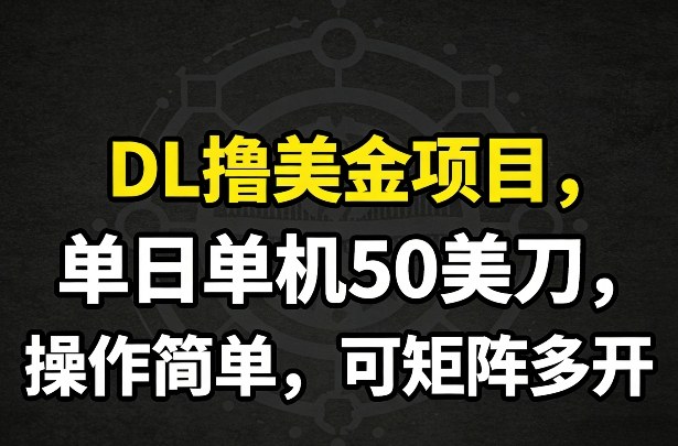 DL撸美金项目，单日单机50美刀，操作简单，可矩阵多开_乐帮资源库