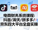 电商财务系统课程，覆盖抖音、淘天、拼多多、京东四大主流平台的全盘实操