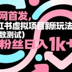 全网首发，小红书虚拟项目新玩法（指数测试），0粉丝日入1k+，整个玩法完整拆解！