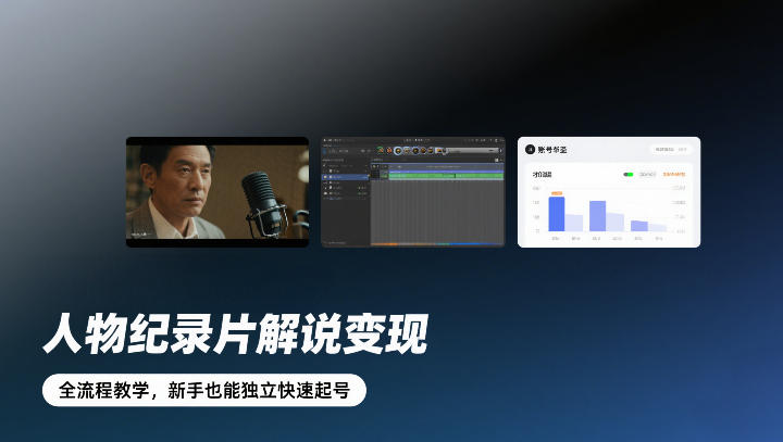 人物纪录片解说变现，全流程教学，新手也能独立快速起号-66副业网