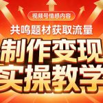 视频号情感内容，共鸣题材获取流量，制作变现实操教学