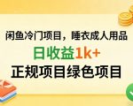闲鱼冷门项目，情趣内衣成人用品，日收益1k+，正规项目绿色项目