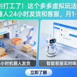 别打工了！这个多多虚拟玩法，机器人24小时发货和客服，月1-5W【揭秘】