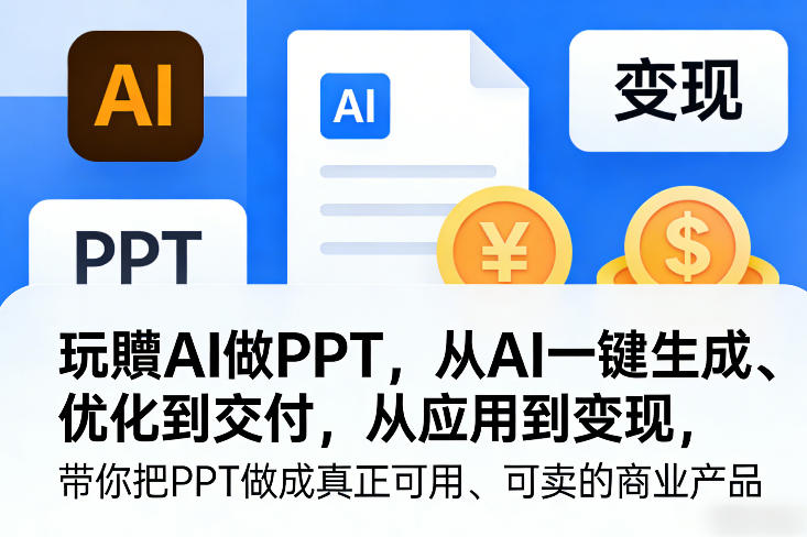 玩賺AI做PPT，从AI一键生成、优化到交付，从应用到变现，带你把PPT做成真正可用、可卖的商业产品（更新0401）