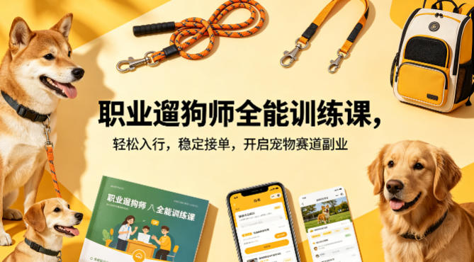 职业遛狗师从零开始系统培训：轻松开启宠物赛道副业