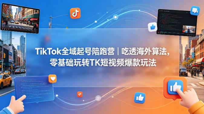 TikTok快速起号训练营：从零开始掌握海外算法与爆款短视频创作技巧