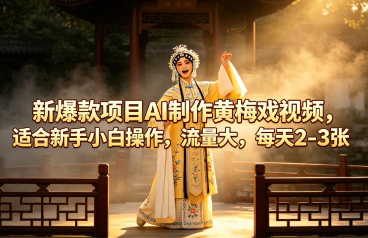 新手必看！AI制作黄梅戏视频流量王，每天仅需2-3张素材