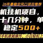 一部手机就可以操作，每天十几分钟，轻松日入500+，26年最稳定风口项目【揭秘】