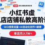 小红书虚拟店铺私教高阶课，SEO搜索流量+AI自动化创作=躺賺，单店月入1W+