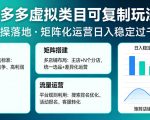 拼多多虚拟类目可复制玩法，实操落地，矩阵化日入稳定过千【揭秘】