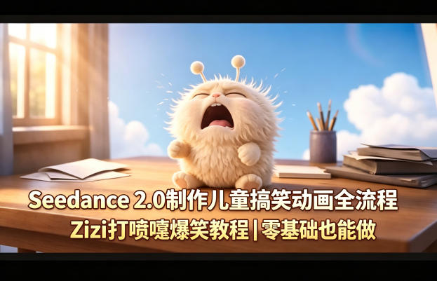 Seedance 2.0儿童搞笑动画制作：Zizi打喷嚏爆笑教程