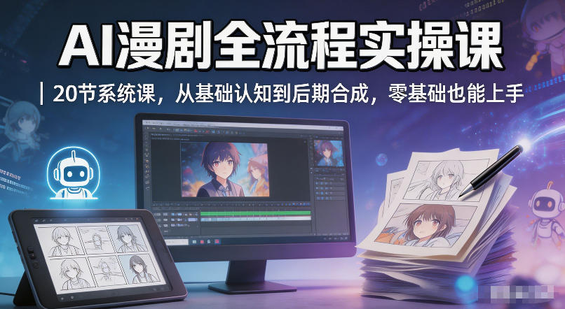 AI漫剧实操课程：20节课，从基础到后期合成——零基础轻松掌握
