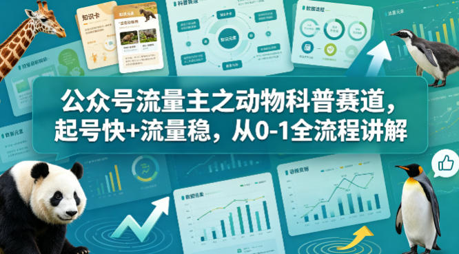 公众号月入过万的秘密：动物科普赛道快速起号+稳定流量全流程解析