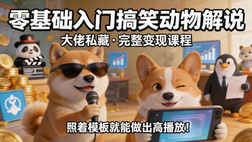 零基础入门搞笑动物解说技巧与实战经验分享，大佬私藏完整变现课程，模板教学助力高播放量